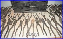 110 all Utica Tool Co pliers plus hardware store display case collectible lot