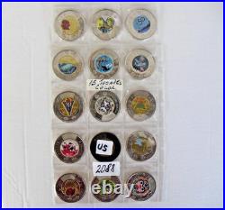 15Toonie ALL COLOR coin lot 2017-2026 complete collection Canadian circulat $2
