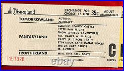 1958 Disneyland ADULT A B C D TICKET Book ALL 4 TICKETS NEAR MINT MINT RARE C1