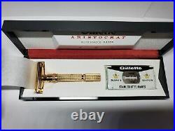 1966 Gillette Aristocrat Gold Plated Adjustable Razor MINT all orig Packaging