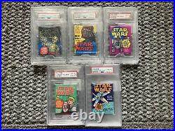 1977-78 Star Wars Topps Series 1-5 All PSA 8 Wax Pack Lot. Rare All 5 Are PSA 8