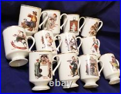 1981 Danbury Mint Collection Of Norman Rockwell Mugs, All 12 In Mint Condition