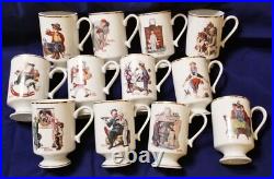1981 Danbury Mint Collection Of Norman Rockwell Mugs, All 12 In Mint Condition
