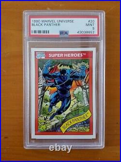1990 Marvel Universe 9-Card Lot Capt. America-Stan Lee-Black Panther all PSA 9