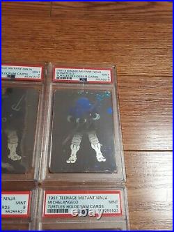 1991 Mirage Teenage Mutant Ninja Turtles 4 Hologram Card Lot All PSA 9s MINT