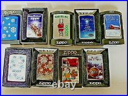 1994-2010 Christmas Zippo Lighters including Limited Edition 52/500 ALL MINT