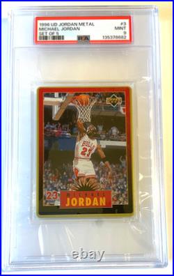 1996 U. D. MICHAEL JORDAN ALL PSA 9's MINT #1-#5 EMBOSSED 1/1 METAL SET RARE