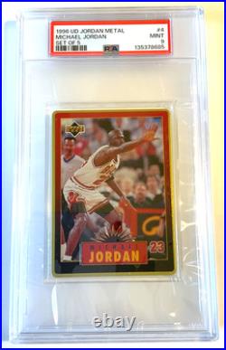 1996 U. D. MICHAEL JORDAN ALL PSA 9's MINT #1-#5 EMBOSSED 1/1 METAL SET RARE
