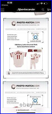 1/1 RARE 1997 BARRY LARKIN CINCINNATI REDS #SPX19 Quad Patch Game Worn 88