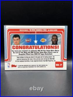 2003-04 Topps Shaquille O'Neal Yao Ming ALL STAR GAME WORN Dual NM+ #wa-17