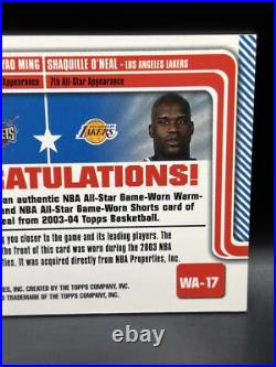 2003-04 Topps Shaquille O'Neal Yao Ming ALL STAR GAME WORN Dual NM+ #wa-17