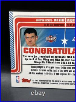 2003-04 Topps Shaquille O'Neal Yao Ming ALL STAR GAME WORN Dual NM+ #wa-17