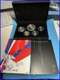 2013 UK Britannia 5 Coin Silver Proof Set with withall Royal Mint OGP