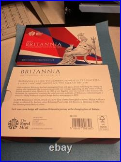 2013 UK Britannia 5 Coin Silver Proof Set with withall Royal Mint OGP