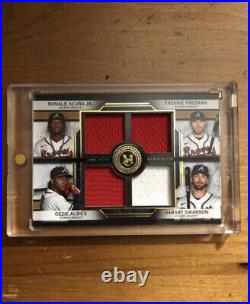 2020 Topps Museum Collection ACUNA JR FREEMAN ALBIES SWANSON Quad patch /25 Gold