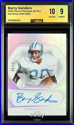 2025 Panini Flawless All-Pro Ink Barry Sanders #API-BSS Silver MBA 9 Mint