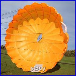 24ft steerable round reserve parachute canopy made 2000 all orange MINT