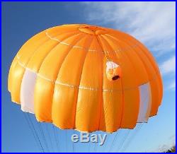 24ft steerable round reserve parachute canopy made 2000 all orange MINT