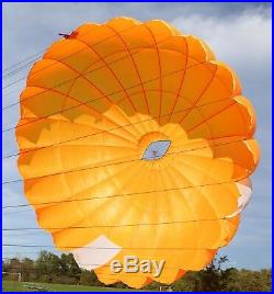 24ft steerable round reserve parachute canopy made 2000 all orange MINT