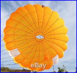 24ft steerable round reserve parachute canopy made 2000 all orange MINT