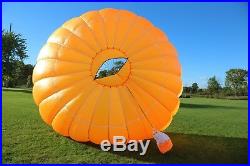 24ft steerable round reserve parachute canopy made 2000 all orange MINT