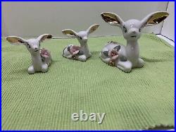 3 MINT Big Eyes Bambi Deer Fawns Figures Japan Kitsch 1950's 60s MCM Mid Century