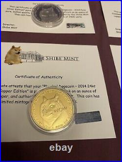 #420 2014 Shibe Mint Collection. 999 Silver Dogecoin 1 oz, Dogecar, all COAs