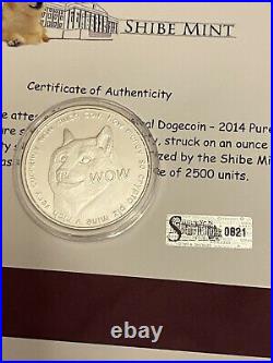 #420 2014 Shibe Mint Collection. 999 Silver Dogecoin 1 oz, Dogecar, all COAs