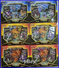 6 Box Lot Pokemon Hidden Fates GX Collection Box All 3 Artworks x2