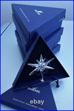 6 Swarovski Christmas Ornament Crystal Snowflake Lot in Boxes All Dif. Years