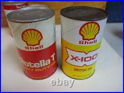 6 Vintage Shell Motor Oil Cans Lot (Quarts) Canada USA (Cardboard) All Different