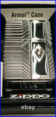 6 Zippo Lot Armor Emblem Swarovski Crystal Brass All Unfired New In Box