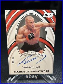 76/99 Georges St-Pierre 2022 Immaculate UFC Marks Of Greatness Auto #MG-GSP