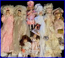 8 Vintage Collectible Porcelain Dolls