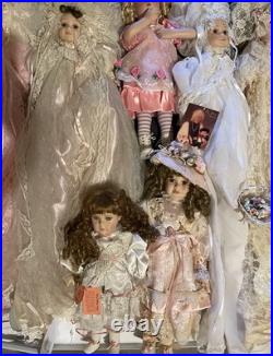 8 Vintage Collectible Porcelain Dolls