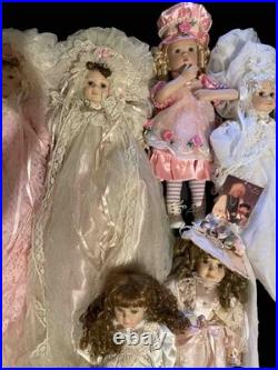 8 Vintage Collectible Porcelain Dolls