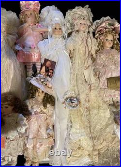8 Vintage Collectible Porcelain Dolls