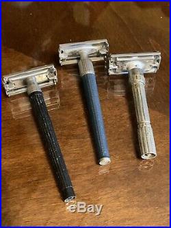 9 Lot Vintage 1960s All Gillette Safety Shaving Razors Adjustable Fatboy etc