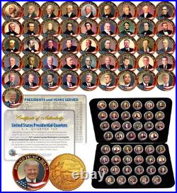 ALL 47 United States PRESIDENTS Washington Quarters 24K GOLD Clad Coin Set withBOX