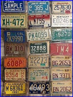 ALL 50 STATES + WASH DC Motorcycle License Plate LOT ORIGINAL