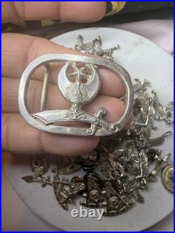 ALL STERLING 925 Masonic Shriners LOT 40+ Pins Charms Pendants + 925 Belt Buckle