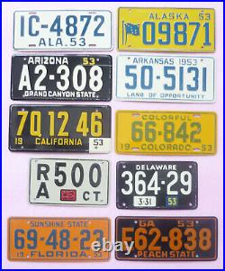 All 50 U. S. States Lot of 1953-54 Cereal Bike Miniature Metal License Plates All 50 U. S. States Lot of 1953-54 Cereal Bike Miniature Metal License Plates