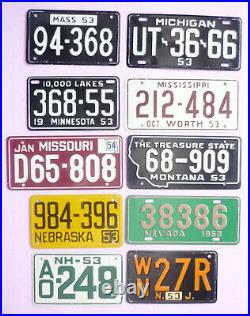 All 50 U. S. States Lot of 1953-54 Cereal Bike Miniature Metal License Plates