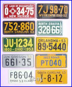 All 50 U. S. States Lot of 1953-54 Cereal Bike Miniature Metal License Plates All 50 U. S. States Lot of 1953-54 Cereal Bike Miniature Metal License Plates