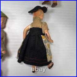 Antique German All Bisque Jointed Dollhouse 4 Collectible Dolls Lot of 5