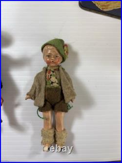 Antique German All Bisque Jointed Dollhouse 4 Collectible Dolls Lot of 5