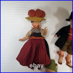 Antique German All Bisque Jointed Dollhouse 4 Collectible Dolls Lot of 5