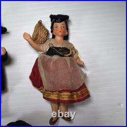 Antique German All Bisque Jointed Dollhouse 4 Collectible Dolls Lot of 5