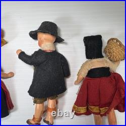 Antique German All Bisque Jointed Dollhouse 4 Collectible Dolls Lot of 5