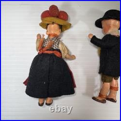 Antique German All Bisque Jointed Dollhouse 4 Collectible Dolls Lot of 5